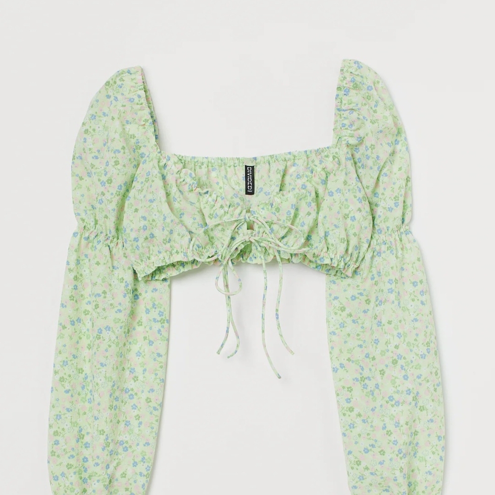 Floral Green Crop Top